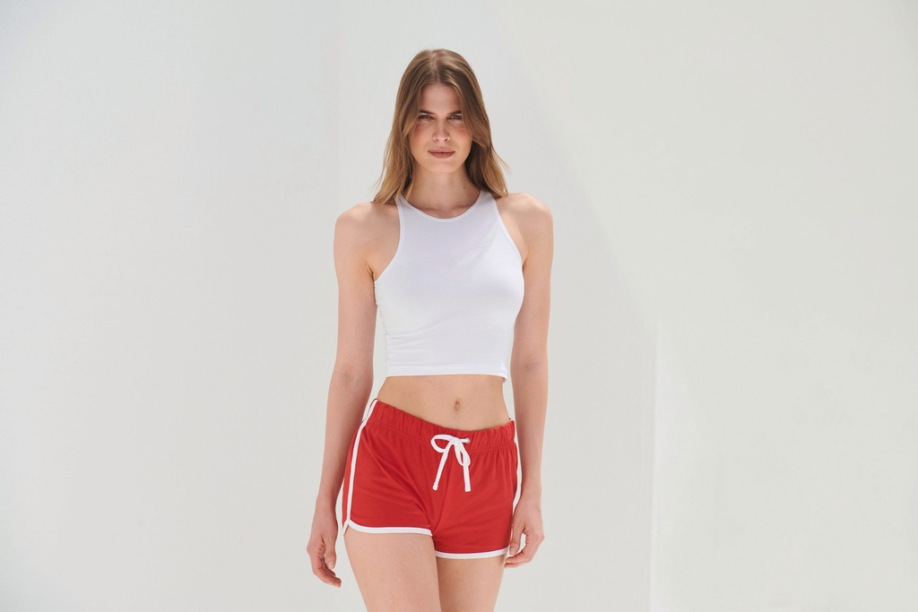 [SK069-Black / white-S] Short Femme Rétro (SK069) (Black / white, S)