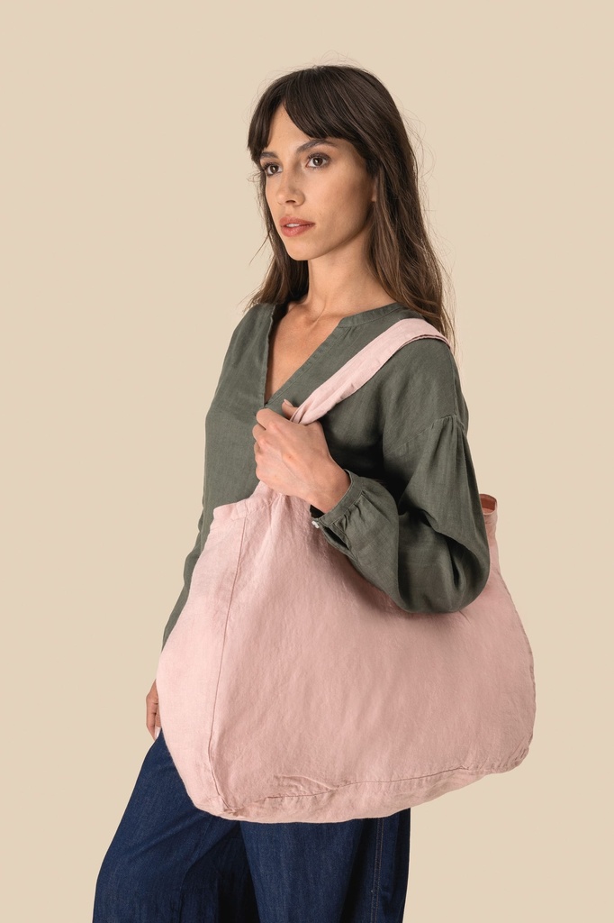 [SP122-Black-One size] Sac shopping en lin (SP122) (Black)