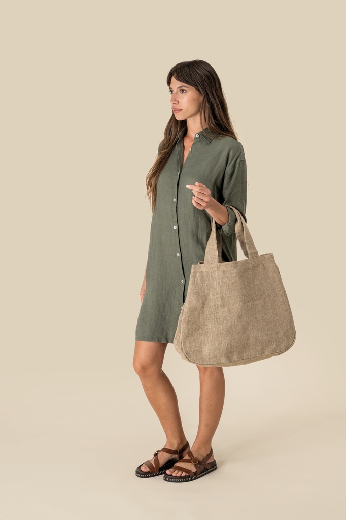 [SP132-Natural-One size] Sac shopping en jute (SP132)