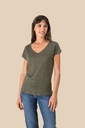 T-shirt col V en lin femme (SP321)