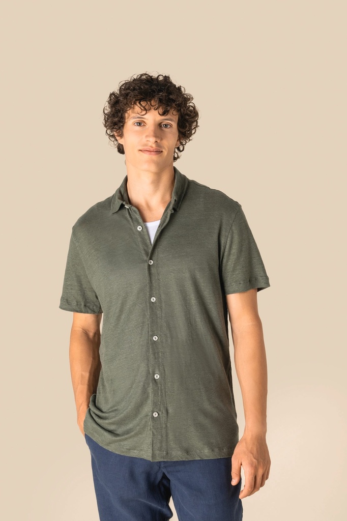 Chemise à manches courtes en lin homme (SP517)