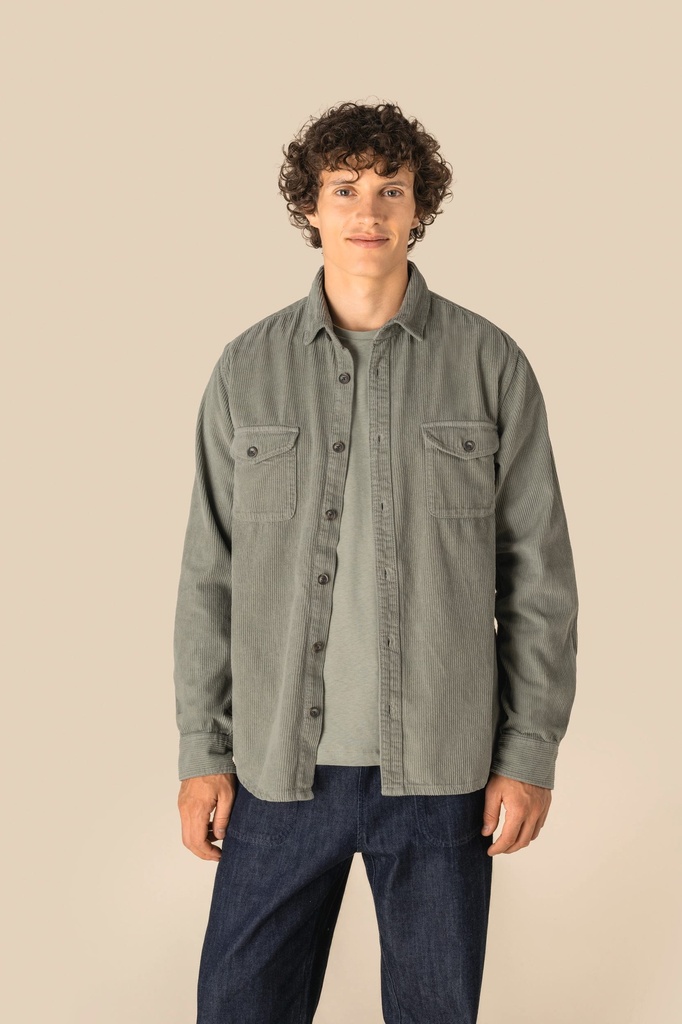 Surchemise écoresponsable délavée en velours côtelé homme (SP519)