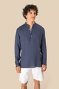 Chemise à col Mao délavée  en lin homme (SP507)