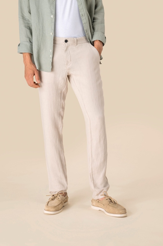 [SP710-White-36 fr] Pantalon en lin homme (SP710) (White, 36 fr)