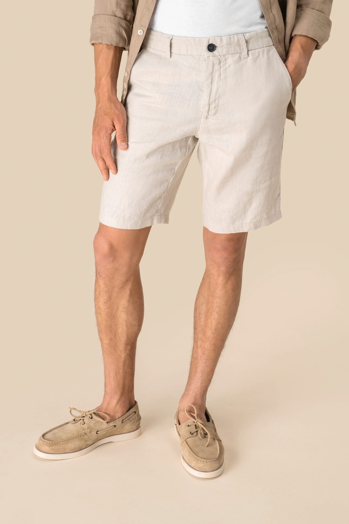 [SP711-White-36 fr] Bermuda en lin homme (SP711) (White, 36 fr)