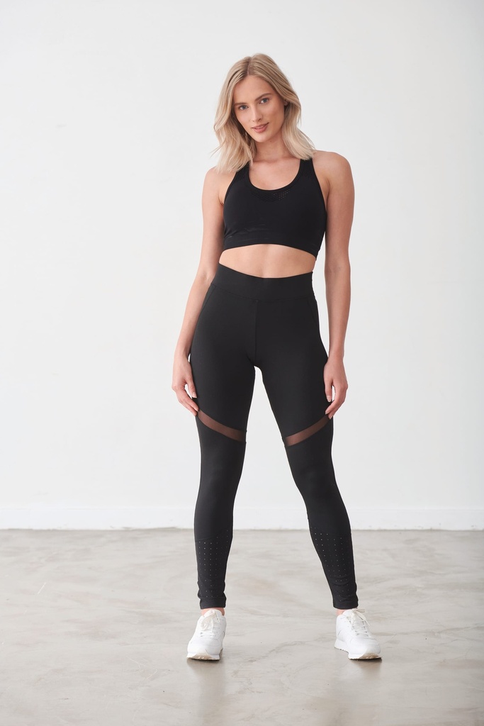 [TL672-Black-S] Legging avec empiècements (TL672) (S)