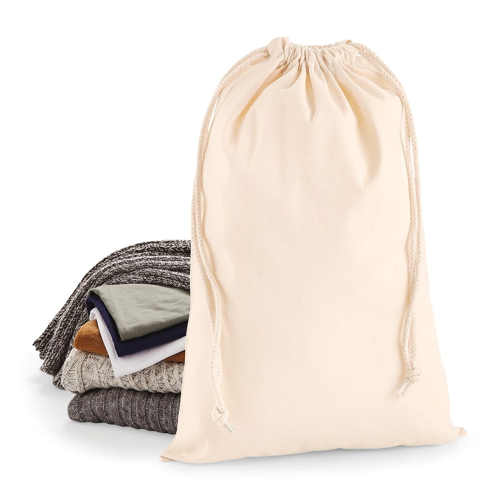 [W216-Black-S] Sac cordelette en coton premium (W216) (Black, S)