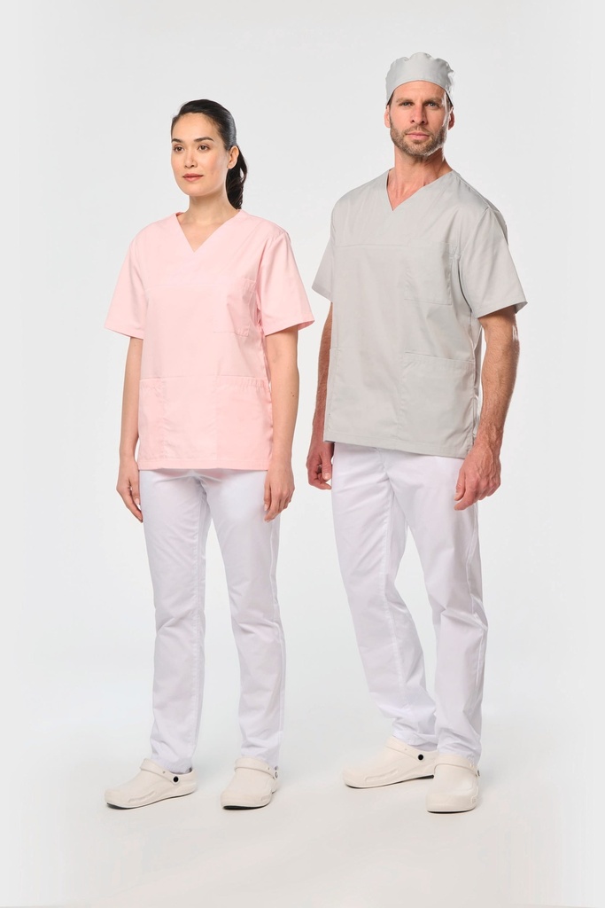 [WK507-Black-S] Tunique manches courtes polycoton unisexe (WK507) (Black, S)