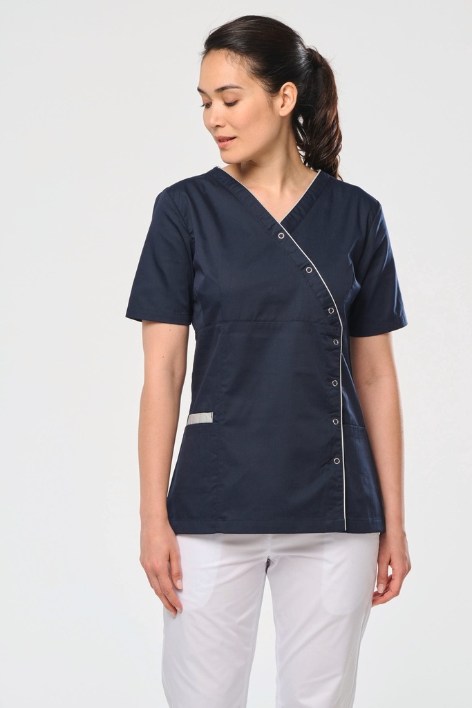 Blouse polycoton avec boutons-pression femme (WK506)