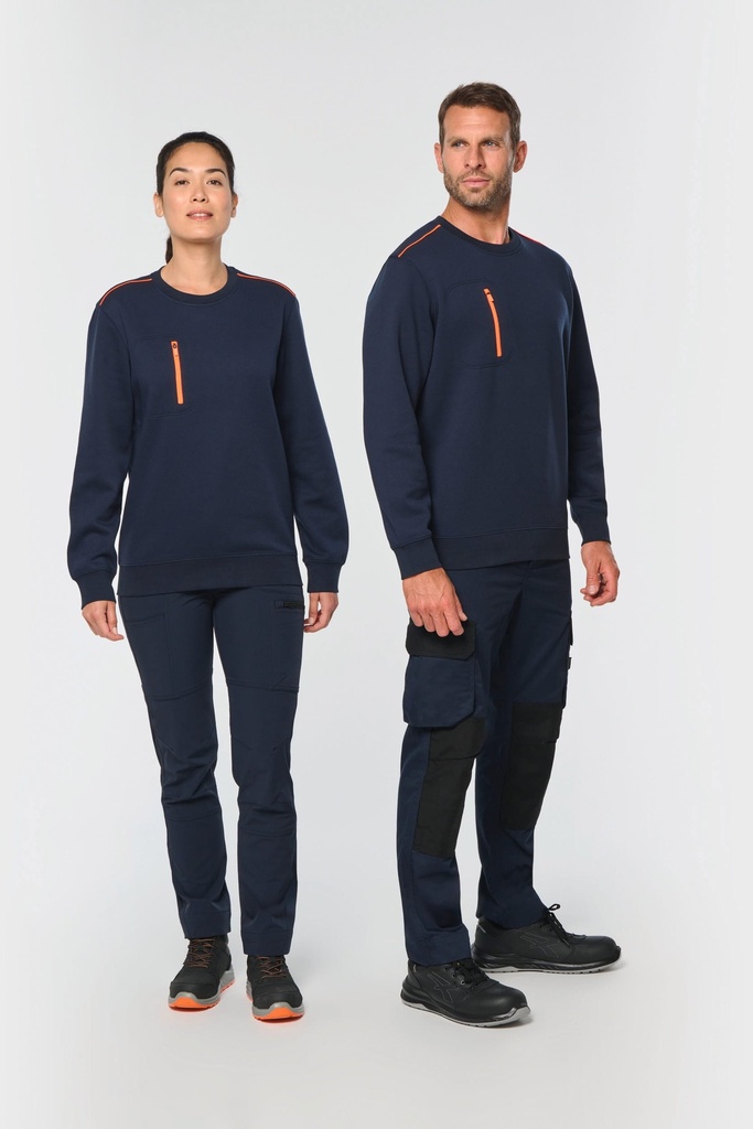 Sweat-shirt Day To Day zip poche contrastée unisexe (WK403)