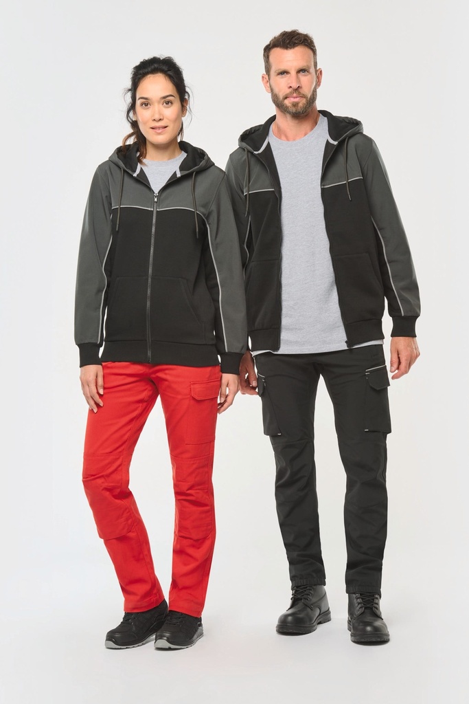 Veste molleton bicolore zippée à capuche écoresponsable unisexe (WK410)