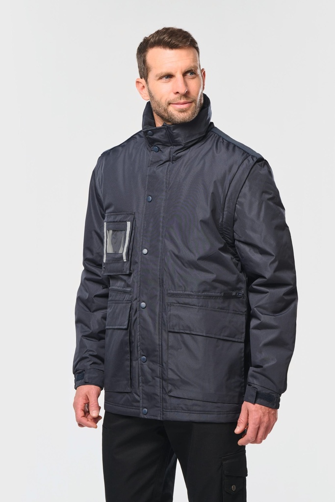 [WK6106-Black-S] Parka workwear manches amovibles homme (WK6106) (Black, S)