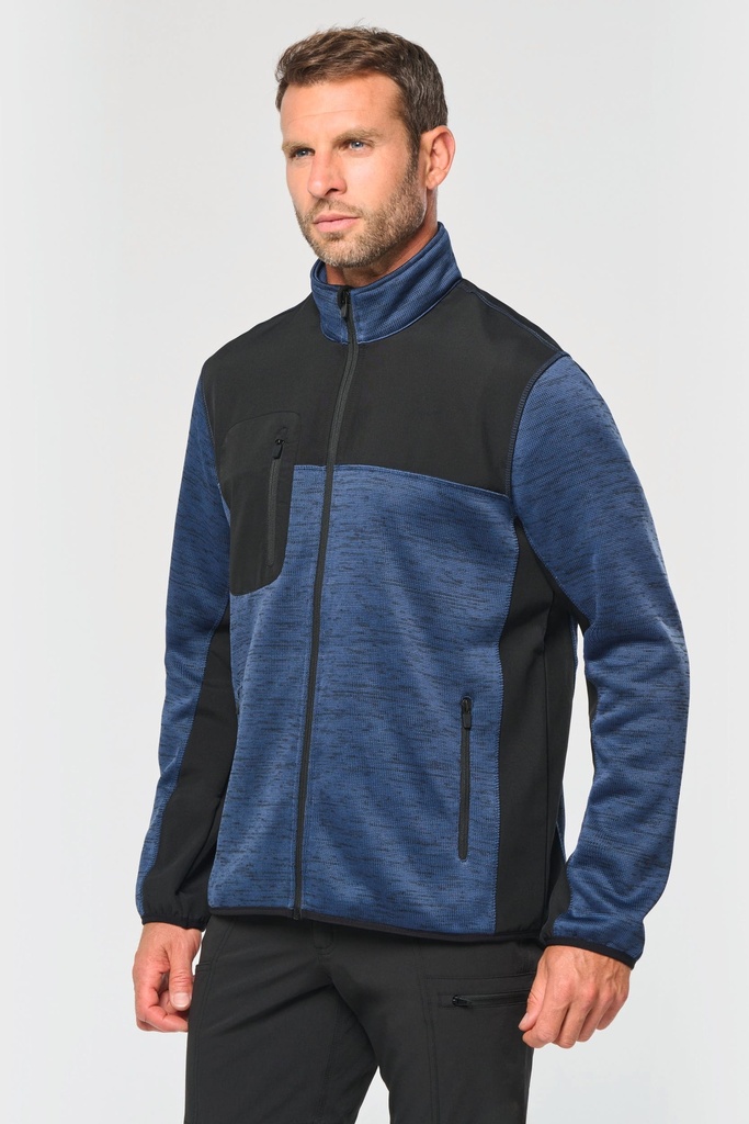 [WK9108-Black-S] Veste recyclée en polytricot homme (WK9108) (Black, S)