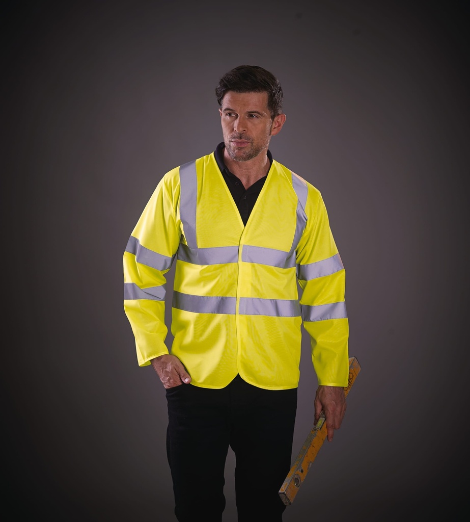 [YHVJ200-Hi vis orange-S] Gilet Hi-vis à manches longues (YHVJ200) (Hi vis orange, S)
