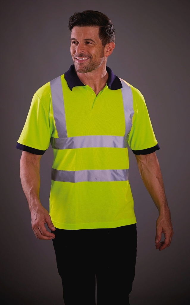 [YHVJ210-Hi vis orange-S] Polo manches courtes haute visibilité (YHVJ210) (Hi vis orange, S)