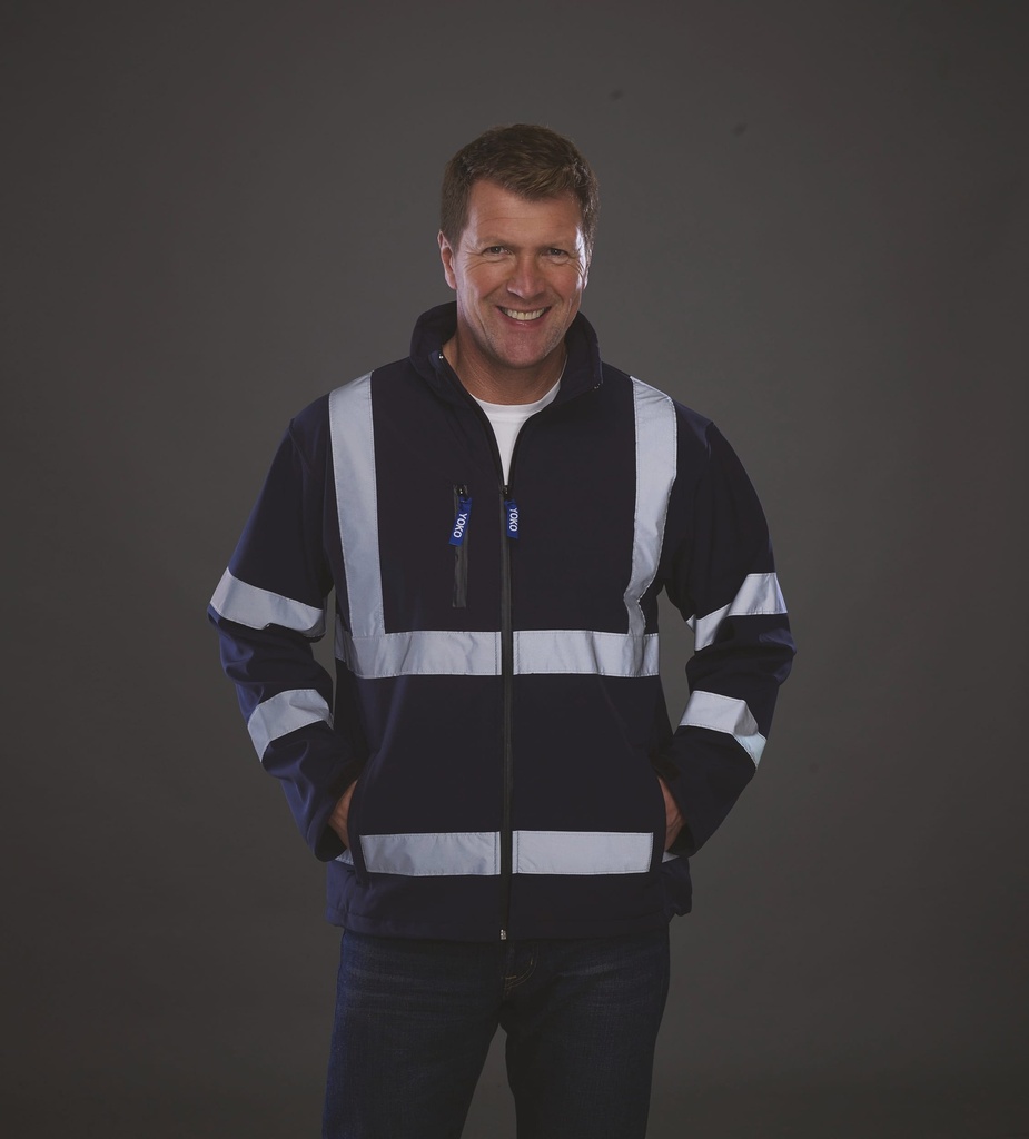 [YHVK09-Black-S] Veste softshell haute visibilité (YHVK09) (Black, S)