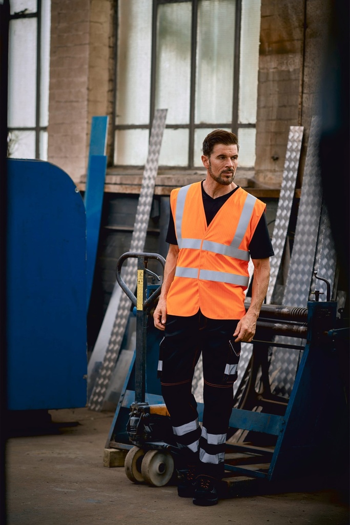 [YHVW100ASFR-Hi vis orange-S] Gilet haute visibilité, LSF (chaleur et flamme) & antistatique (YHVW100ASFR) (Hi vis orange, S)