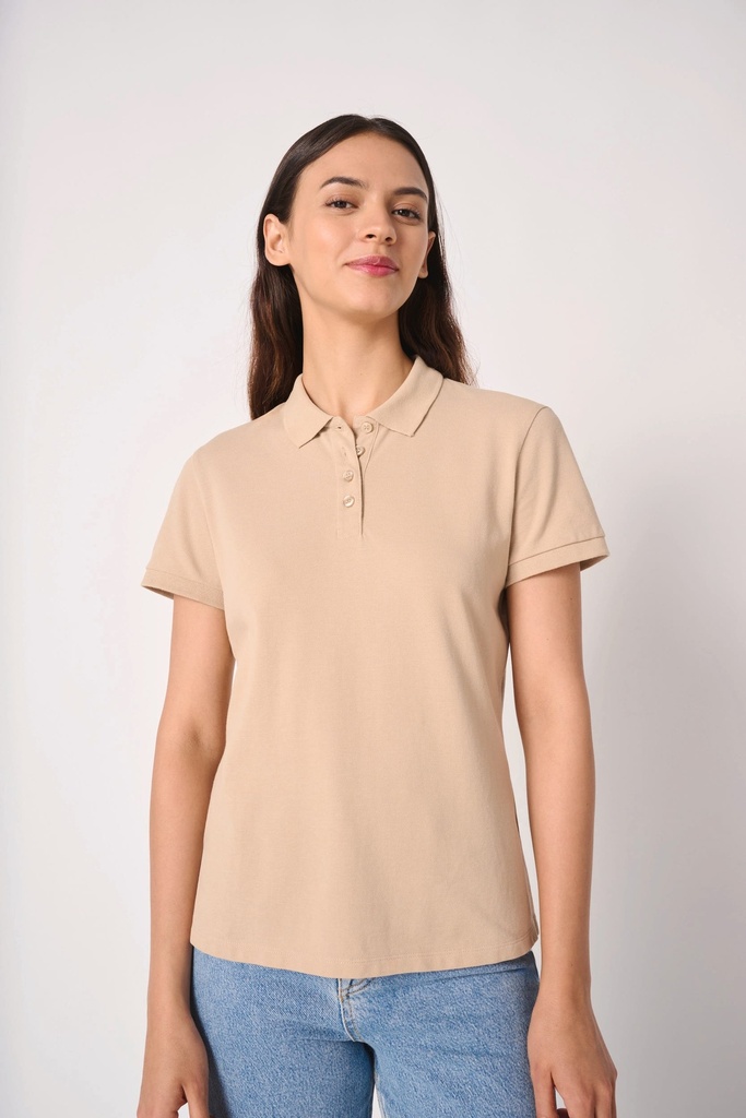 [IB221-Ideal atoll blue-S] Polo piqué femme (IB221) (Ideal atoll blue, S)