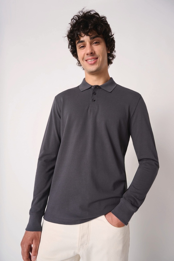 [IB290-Ideal black-S] Polo piqué LSL homme (IB290) (Ideal black, S)
