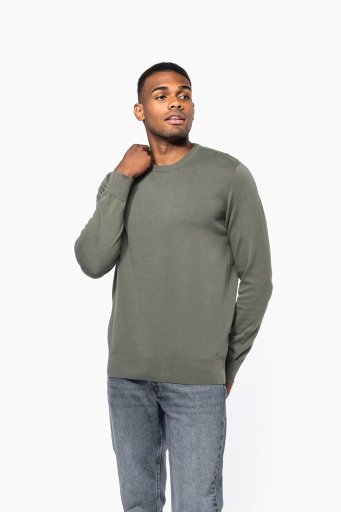 [KNS901-Black-S] Pull col rond homme (KNS901) (Black, S)