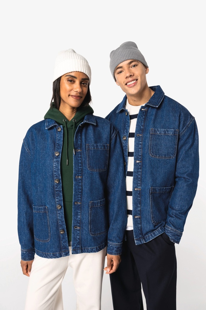 [NS614-Denim-S] Veste en jean écoresponsable à épaules tombantes unisexe (NS614) (S)