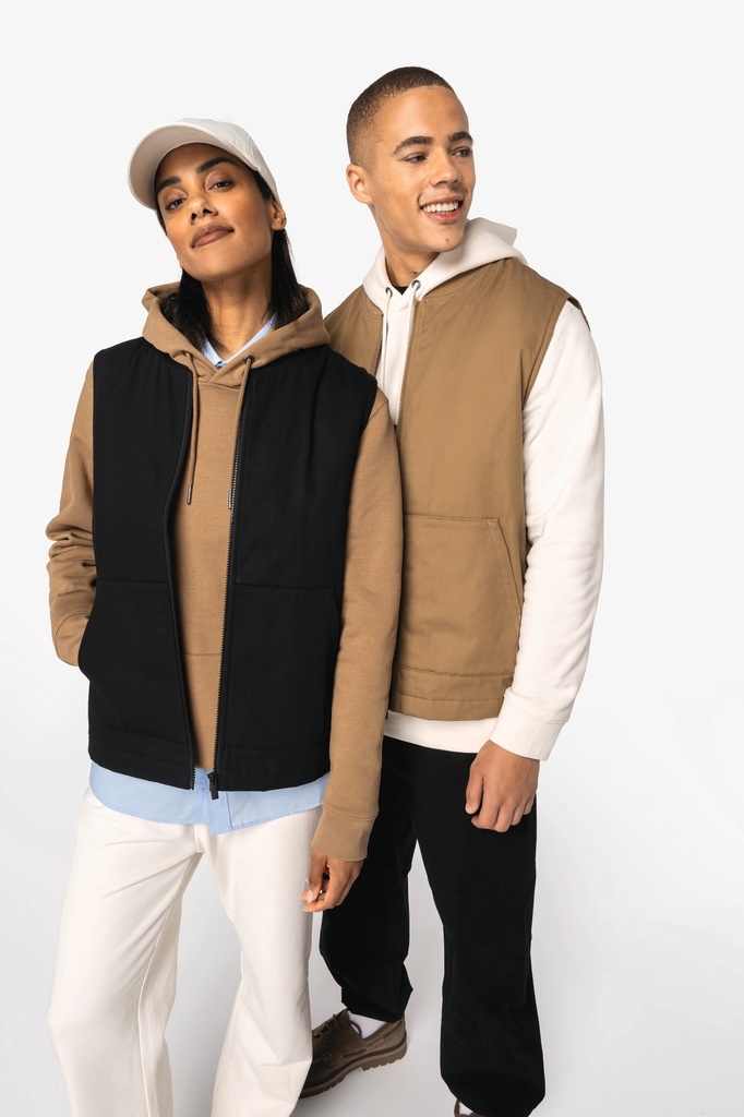 Bodywarmer rembourré en sergé écoresponsable à col teddy unisexe (NS623)