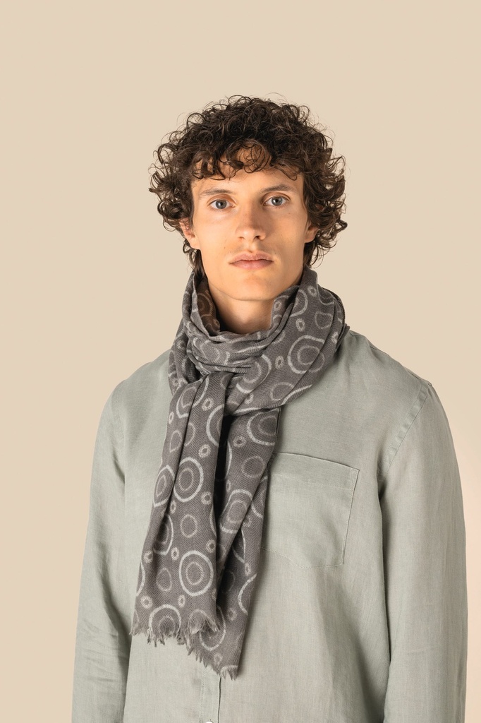 [SP140-Grey circles-One size] Chèche à motifs unisexe (SP140)