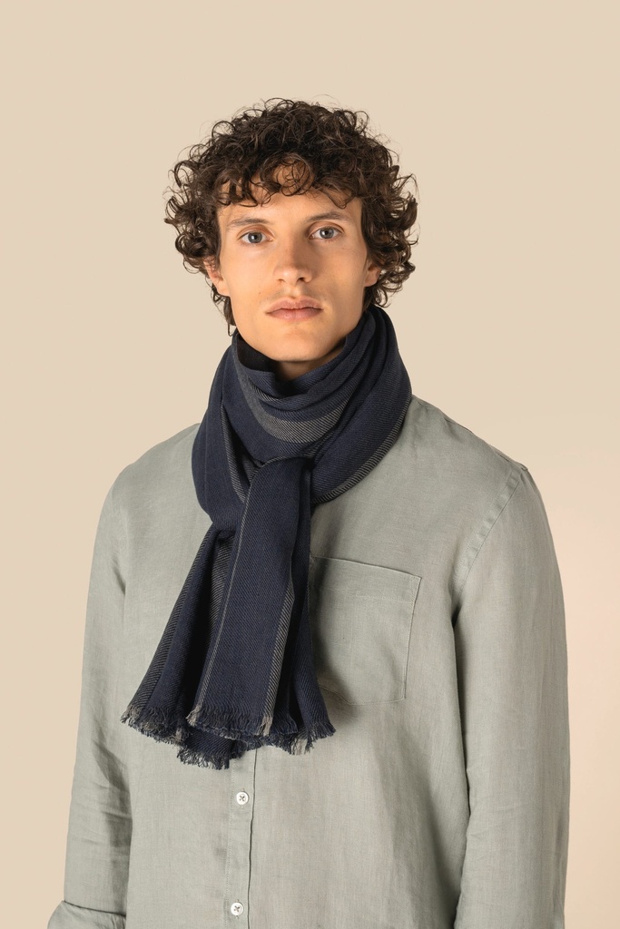 [SP141-Marine twill stripes-One size] Chèche à rayures unisexe (SP141)