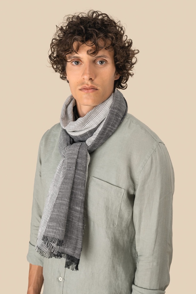 [SP151-Urban grey stripes-One size] Chèche à rayures unisexe (SP151)