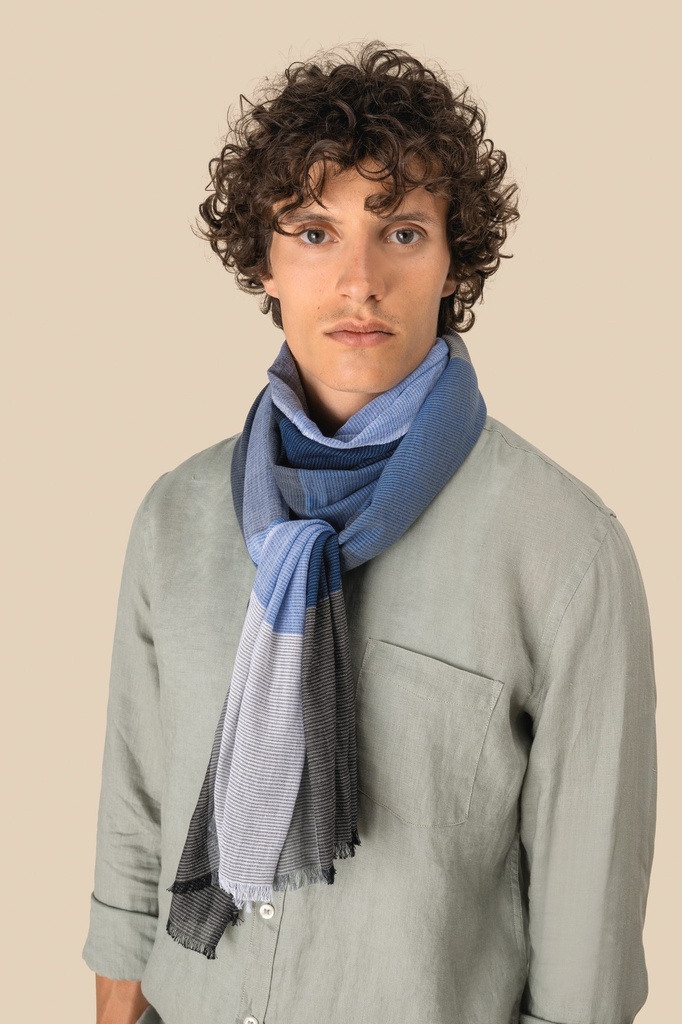 [SP152-Blue checks-One size] Chèche à carreaux unisexe (SP152)