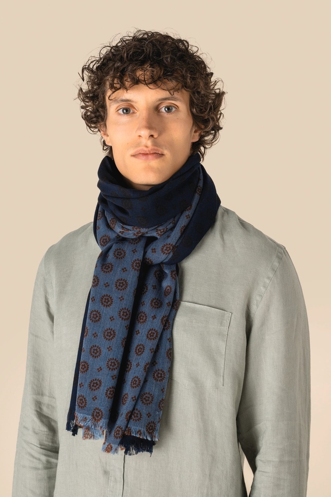 [SP157-Blue garnet flowers-One size] Chèche à motifs floraux unisexe (SP157)