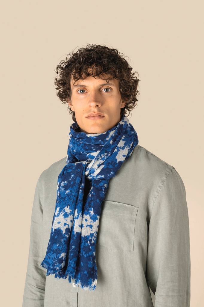[SP160-Blue floral print-One size] Chèche à imprimé floral unisexe (SP160)