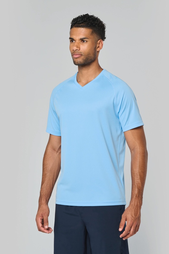 T-shirt de sport manches courtes col v homme (PA476) + impression tortola (Black, S)